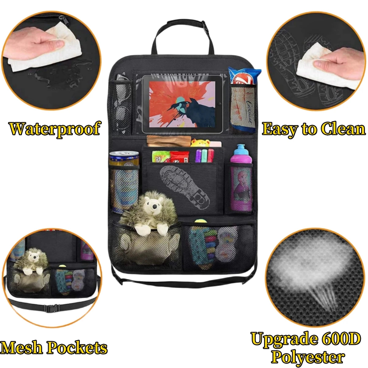 Organizador de Asiento de Coche para Niños – Protector con Bolsillos